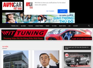 How autocarvietnam.vn looks like on a tablet such as an iPad.