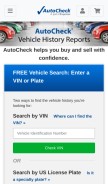 How autocheck.com looks like on a mobile device such as an iPhone.