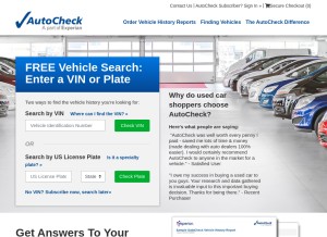 How autocheck.com looks like on a tablet such as an iPad.