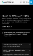How autodesk.com looks like on a mobile device such as an iPhone.