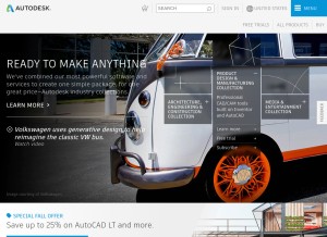 How autodesk.com looks like on a tablet such as an iPad.