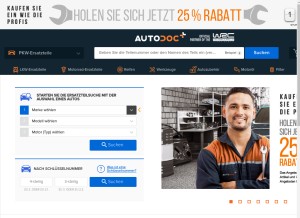 How autodoc.de looks like on a tablet such as an iPad.