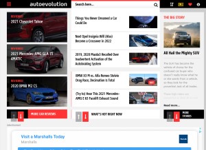 How autoevolution.com looks like on a tablet such as an iPad.