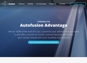 How autofusion.com looks like on a tablet such as an iPad.