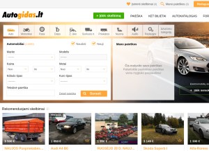 How autogidas.lt looks like on a tablet such as an iPad.