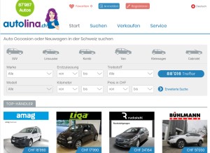How autolina.ch looks like on a tablet such as an iPad.