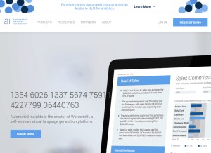 How automatedinsights.com looks like on a tablet such as an iPad.