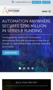 How automationanywhere.com looks like on a mobile device such as an iPhone.