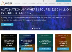 How automationanywhere.com looks like on a tablet such as an iPad.
