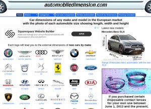 How automobiledimension.com looks like on a tablet such as an iPad.