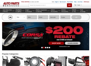 How autopartswarehouse.com looks like on a tablet such as an iPad.