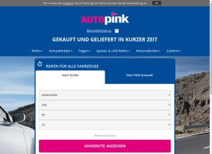How autopink-shop.de looks like on a tablet such as an iPad.