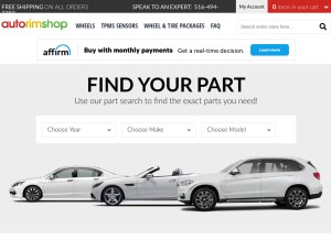 How autorimshop.com looks like on a tablet such as an iPad.