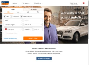 How autoscout24.at looks like on a tablet such as an iPad.