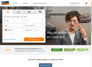 How autoscout24.es looks like on a tablet such as an iPad.