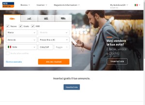 How autoscout24.it looks like on a tablet such as an iPad.