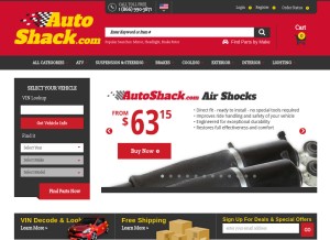 How autoshack.com looks like on a tablet such as an iPad.