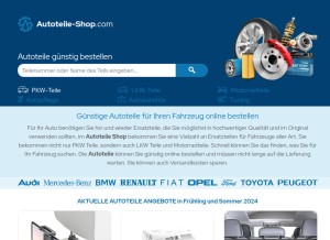 How autoteile-shop.com looks like on a tablet such as an iPad.
