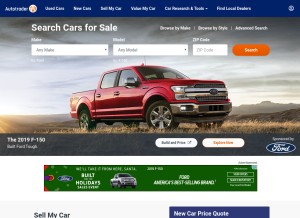 How autotrader.com looks like on a tablet such as an iPad.