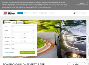How autotrader.nl looks like on a tablet such as an iPad.
