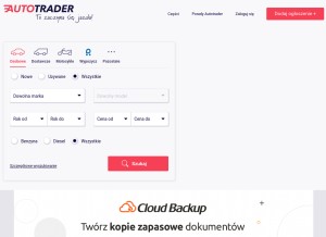 How autotrader.pl looks like on a tablet such as an iPad.