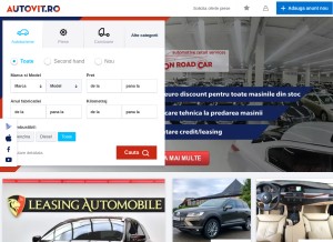How autovit.ro looks like on a tablet such as an iPad.