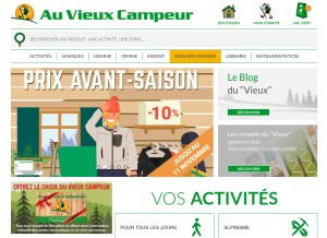 How auvieuxcampeur.fr looks like on a tablet such as an iPad.