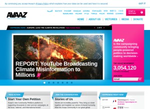 How avaaz.org looks like on a tablet such as an iPad.