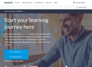 How avadolearning.com looks like on a tablet such as an iPad.