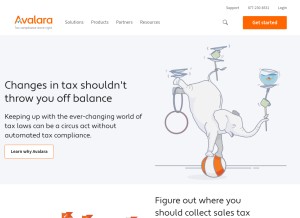How avalara.com looks like on a tablet such as an iPad.