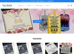 How avanecklacegift.com looks like on a tablet such as an iPad.