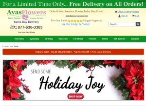 How avasflowers.net looks like on a tablet such as an iPad.