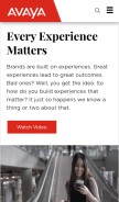 How avaya.com looks like on a mobile device such as an iPhone.