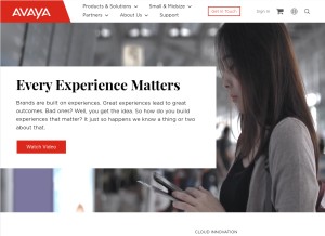 How avaya.com looks like on a tablet such as an iPad.