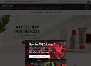 How aveda.com looks like on a tablet such as an iPad.
