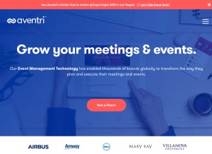How aventri.com looks like on a tablet such as an iPad.