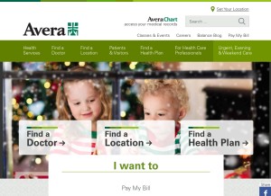 How avera.org looks like on a tablet such as an iPad.
