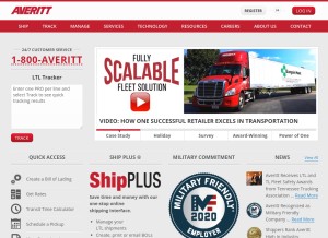 How averittexpress.com looks like on a tablet such as an iPad.