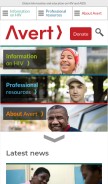 How avert.org looks like on a mobile device such as an iPhone.