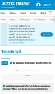 How avestatidning.com looks like on a mobile device such as an iPhone.