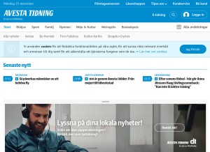 How avestatidning.com looks like on a tablet such as an iPad.