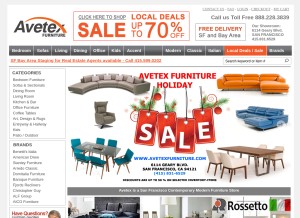 How avetexfurniture.com looks like on a tablet such as an iPad.