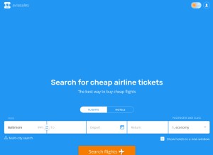 How aviasales.com looks like on a tablet such as an iPad.