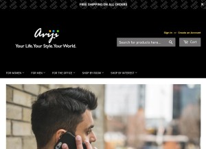 How avijistore.com looks like on a tablet such as an iPad.