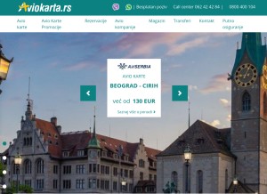 How aviokarta.rs looks like on a tablet such as an iPad.