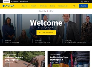How aviva.com looks like on a tablet such as an iPad.