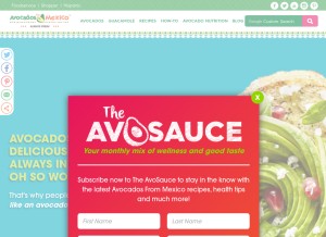 How avocadosfrommexico.com looks like on a tablet such as an iPad.