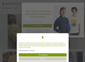 How avocadostore.de looks like on a tablet such as an iPad.