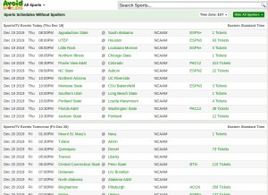 How avoidspoilers.com looks like on a tablet such as an iPad.