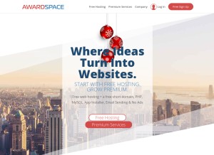 How awardspace.com looks like on a tablet such as an iPad.